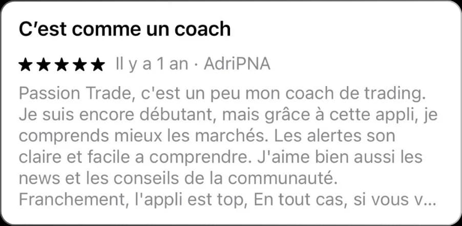 Avis App Store 5 étoiles : « C'est comme un coach » par AdriPNA