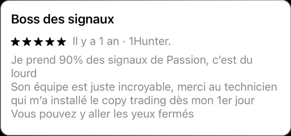 Avis App Store 5 étoiles : « Boss des signaux » par 1Hunter.