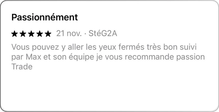 Avis App Store 5 étoiles : « Passionnément » par StéG2A