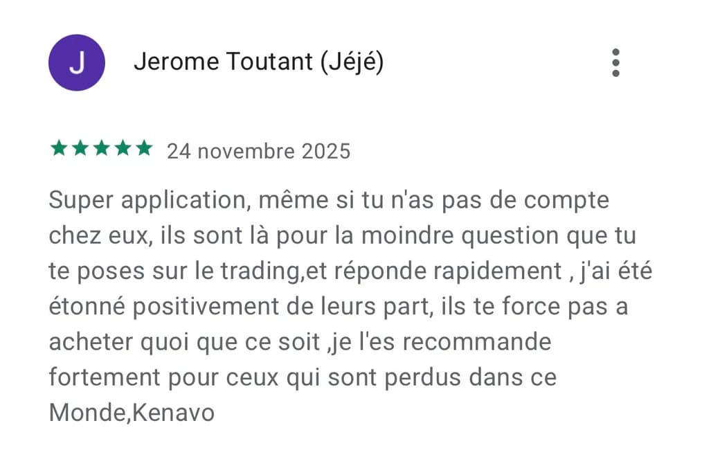 Avis Google Play 5 étoiles : « Super application » par Jerome Toutant